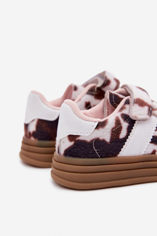 Chaussures de sport pour enfants avec Velcro en marron Satinia
