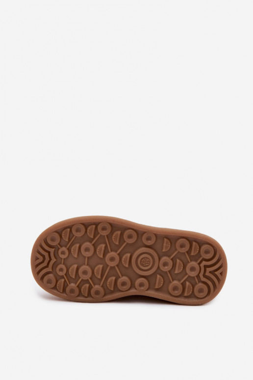 Kinder sneakers met luipaardprint en klittenband in zandkleur Satinia