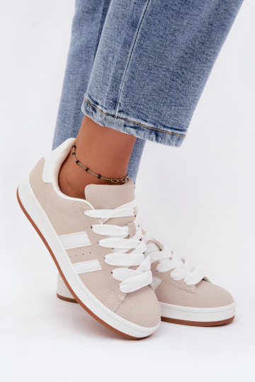 Dames sneakers met strepen in zandkleur Cascade 2