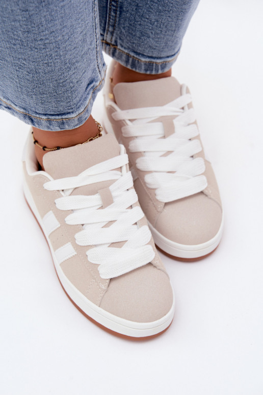 Dames sneakers met strepen in zandkleur Cascade