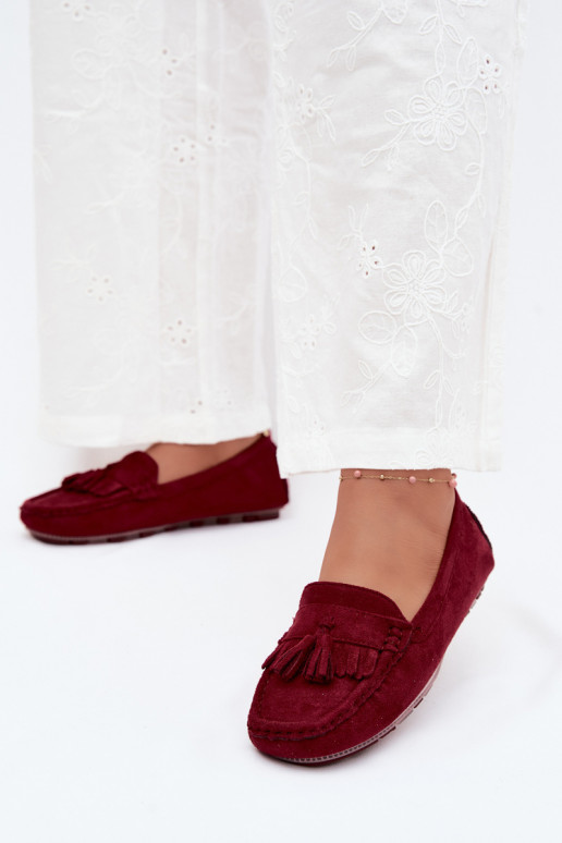 Dames loafers met kwastiki van faux suede bordeaux Linden
