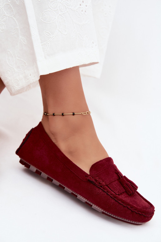 Dames loafers met kwastiki van faux suede bordeaux Linden