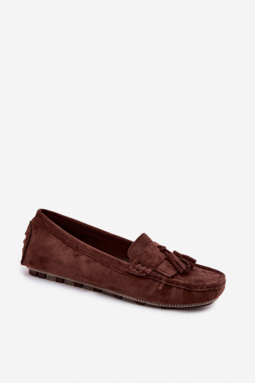 Dames loafers met kwastiki van faux suede chocolade Linden