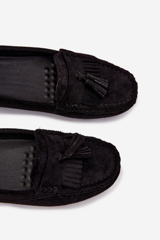 Dames loafers met kwastiki van faux suede zwart Linden