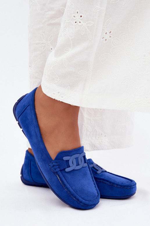Mocassins riches en daim pour femmes couleur bleue Rabell