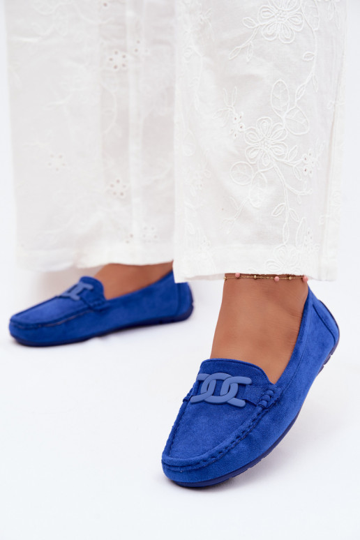 Dames rijke suède loafers blauw Rabell