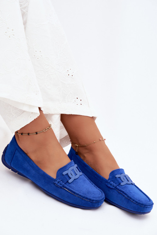 Mocassins riches en daim pour femmes couleur bleue Rabell