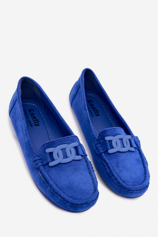 Dames rijke suède loafers blauw Rabell