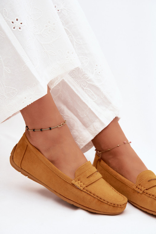 Elegante mocassins van faux suede in mosterdkleur Lenvie