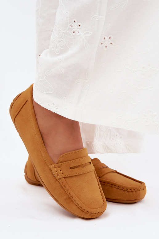 Elegante mocassins van faux suede in mosterdkleur Lenvie