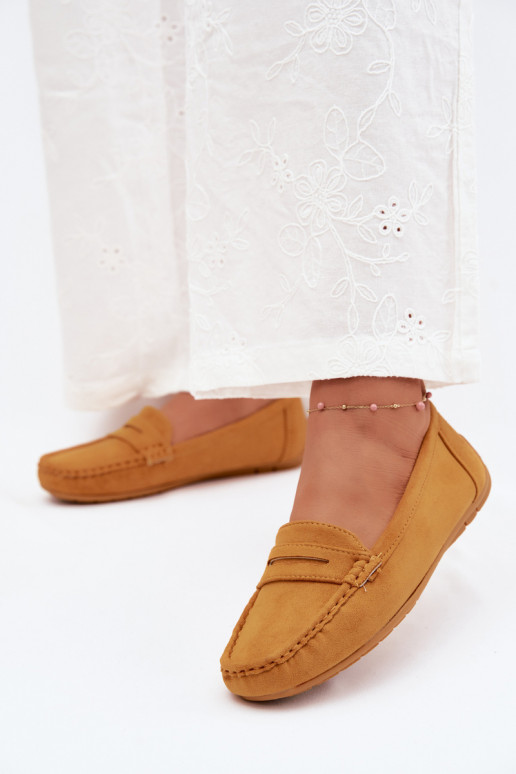 Mocassins élégants en daim synthétique couleur moutarde Lenvie