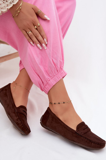 Mocassins élégants en daim couleur chocolat Lenvie