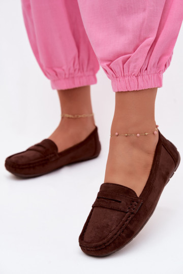 Mocassins élégants en daim couleur chocolat Lenvie 2