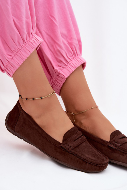 Mocassins élégants en daim couleur chocolat Lenvie