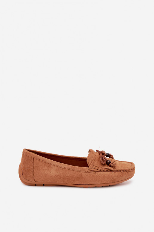 Mocassins pour femmes avec nœuds et franges en daim synthétique couleur marron Bluebell