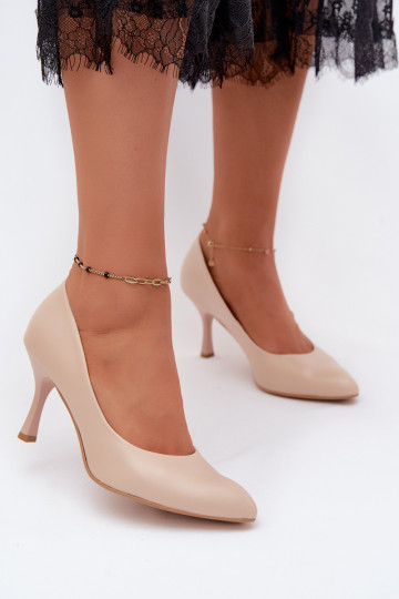 Dames hoge hakken van faux leather zandkleur Zazoo 1070 2