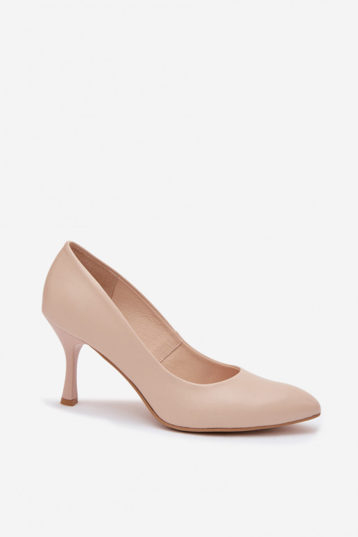 Chaussures à talons hauts pour femmes en cuir synthétique couleur sable Zazoo 1070