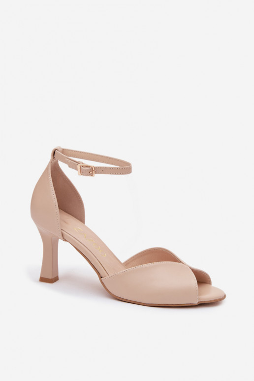 Sandales à talons fins pour femmes couleur sable Zazoo 1120