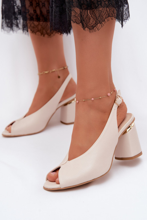 Elegante Damen-Sandalen mit Absatz Zazoo 1085 elfenbeinfarben