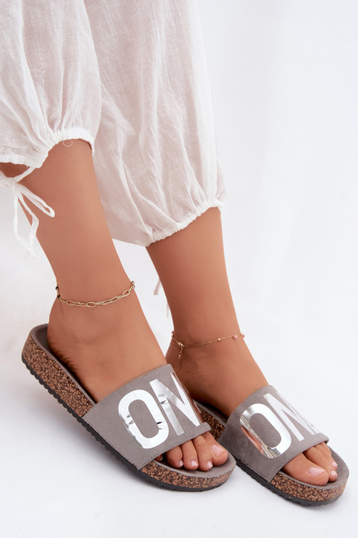 Chaussons à plateforme pour femmes ONE Vinceza 22-2217 couleur grise
