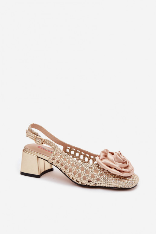 Sandales pour femmes à motifs avec talons et ornements Artiker 58C0798 couleur or