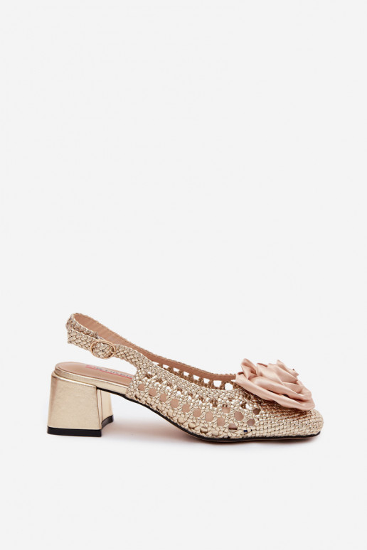 Sandales pour femmes à motifs avec talons et ornements Artiker 58C0798 couleur or