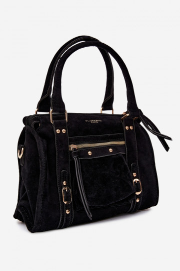Tasche aus Kunstveloursleder schwarz Lendra