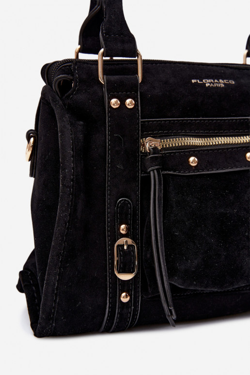 Tas van faux suede zwart Lendra