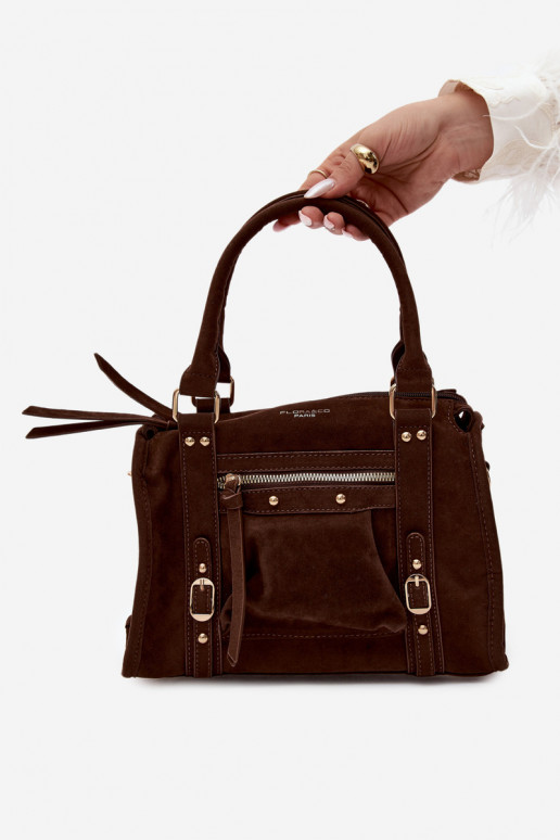 Tasche aus Kunstveloursleder schokoladenfarben Lendra