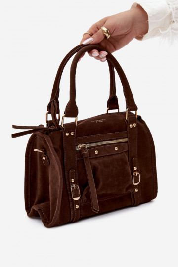 Tasche aus Kunstveloursleder schokoladenfarben Lendra 2