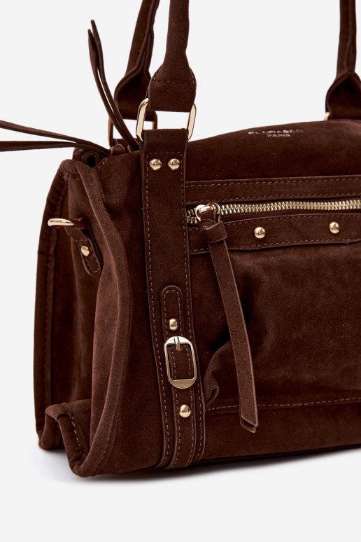 Tasche aus Kunstveloursleder schokoladenfarben Lendra