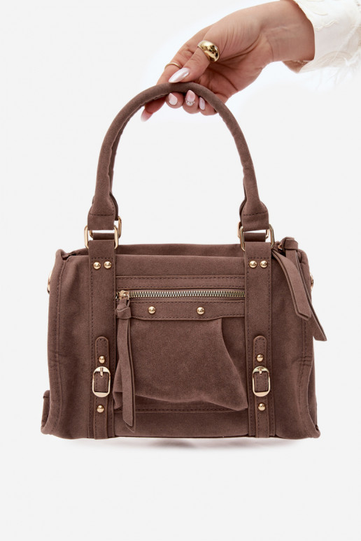 Tas van faux suede klei Lendra