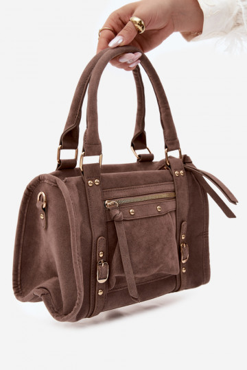 Tas van faux suede klei Lendra 2