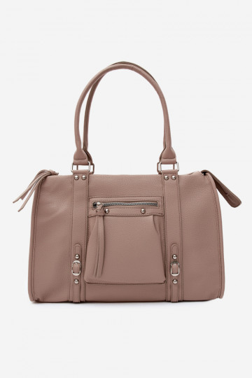 Grote tas van faux leather ivoor Nolita