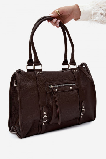 Grote tas van faux leather chocolade Nolita 2