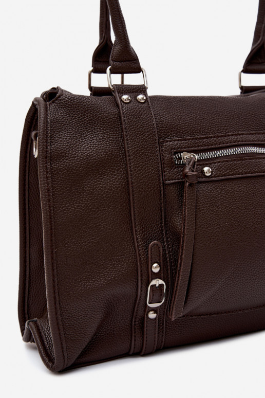 Grand sac en simili cuir chocolat Nolita