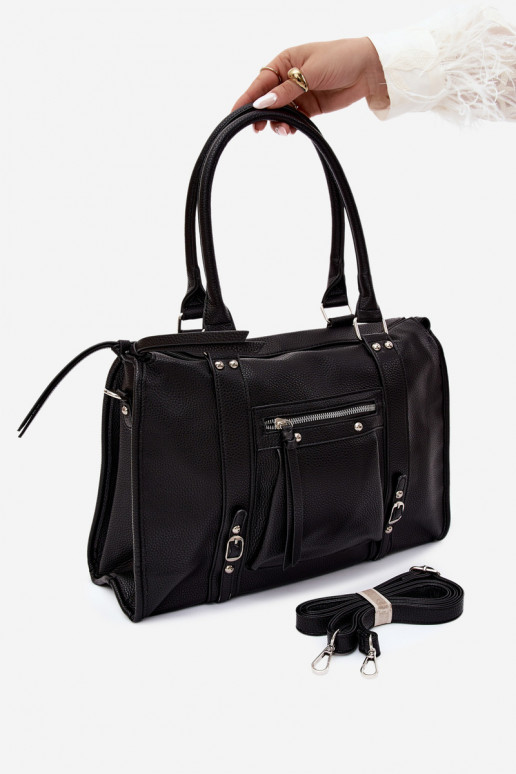 Grand sac en simili cuir noir Nolita