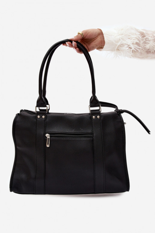 Grand sac en simili cuir noir Nolita