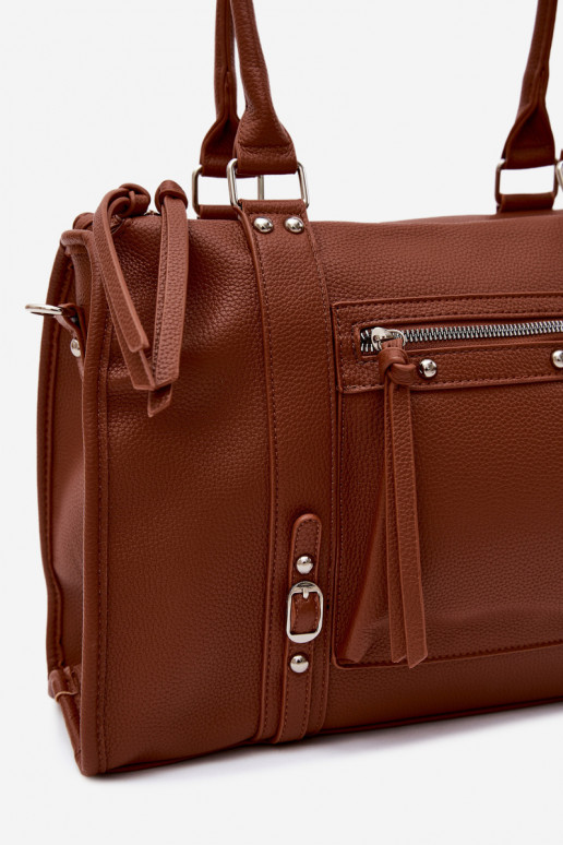 Grand sac en simili cuir marron Nolita