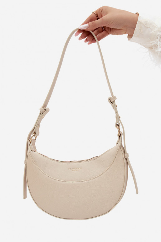 Kleine handtas van faux leather licht zand Miri