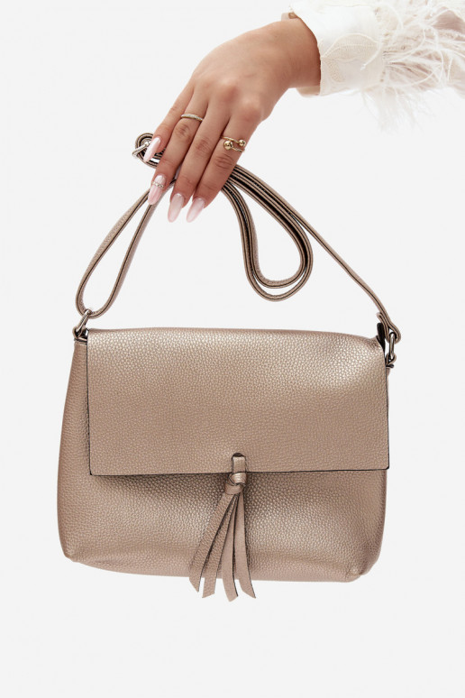 Postbode stijl handtas van faux leather goud Sigrid