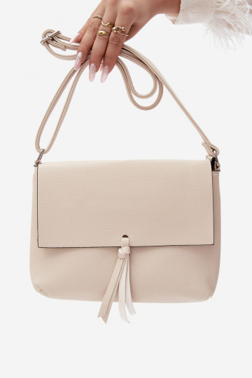 Sac messager avec franges en simili cuir sable clair Sigrid