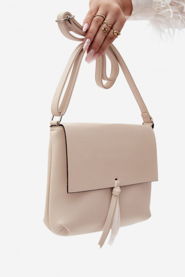 Sac messager avec franges en simili cuir sable clair Sigrid 2