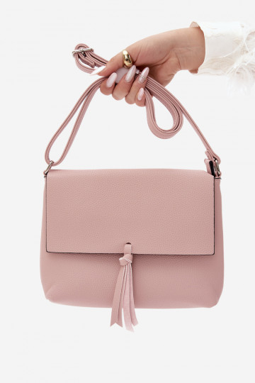Sac messager avec franges en simili cuir rose Sigrid