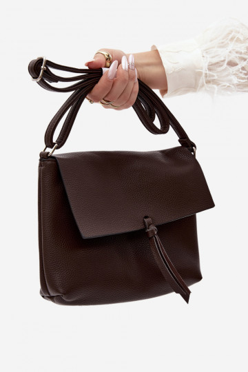 Sac messager avec franges en simili cuir chocolat Sigrid 2