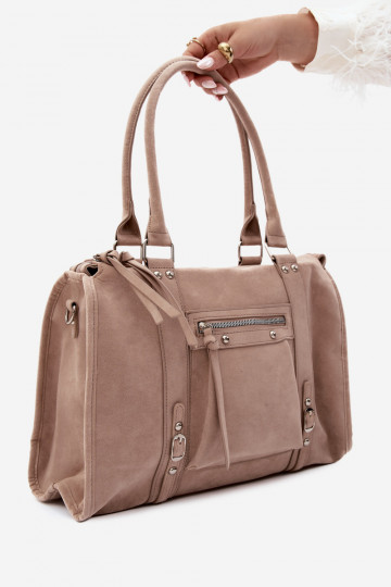 Grand sac en simili daim couleur ivoire Nolita 2