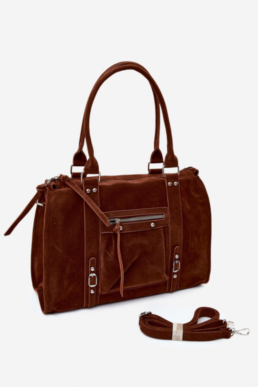 Große Tasche aus Kunstveloursleder in braun Nolita