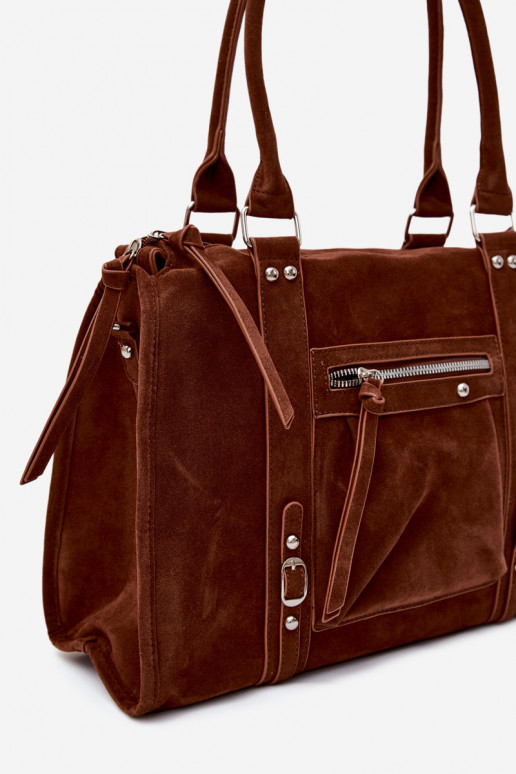Grand sac en simili daim couleur marron Nolita