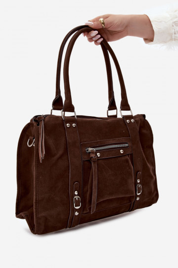 Grand sac en simili daim couleur chocolat Nolita 2