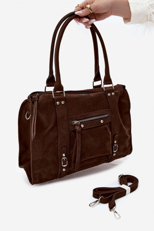 Grand sac en simili daim couleur chocolat Nolita